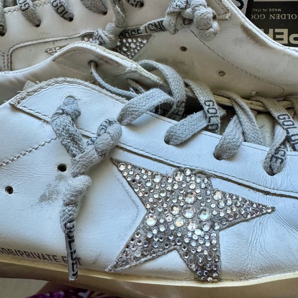 Golden Goose Private Edition Silver Star White Sneakers with Swarovski crystals - Picture 2 of 8
